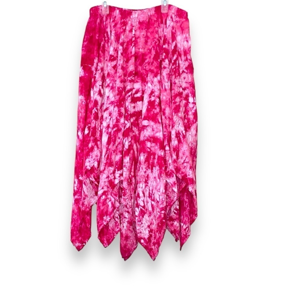 Our House Vintage fairycore Pink Tie Dye Flowing Handkerchief Pointed Hem Skirt